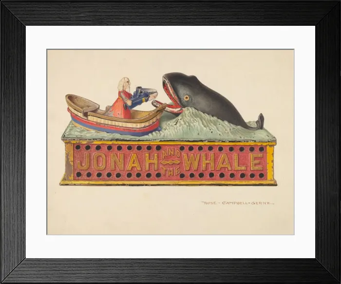 Framed Print : Toy Bank: Jonah and the Whale, c. 1939. Creator: Rose Campbell-Gerke Framed Print : Toy Bank: Jonah and the Whale, c. 1939. Creator: Rose Campbell-Gerke