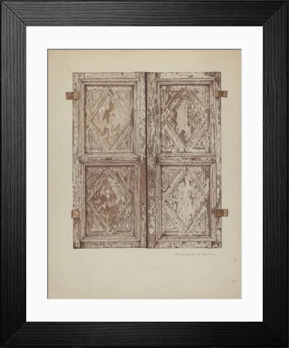 Framed Print : Wooden Cabinet Doors, c. 1939. Creator: Rose Campbell-Gerke Framed Print : Wooden Cabinet Doors, c. 1939. Creator: Rose Campbell-Gerke