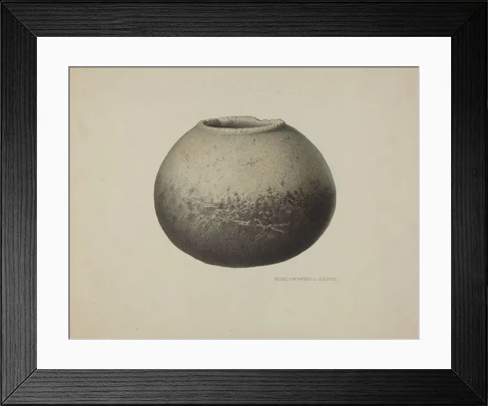 Framed Print : Stone Olla, c. 1940. Creator: Rose Campbell-Gerke Framed Print : Stone Olla, c. 1940. Creator: Rose Campbell-Gerke