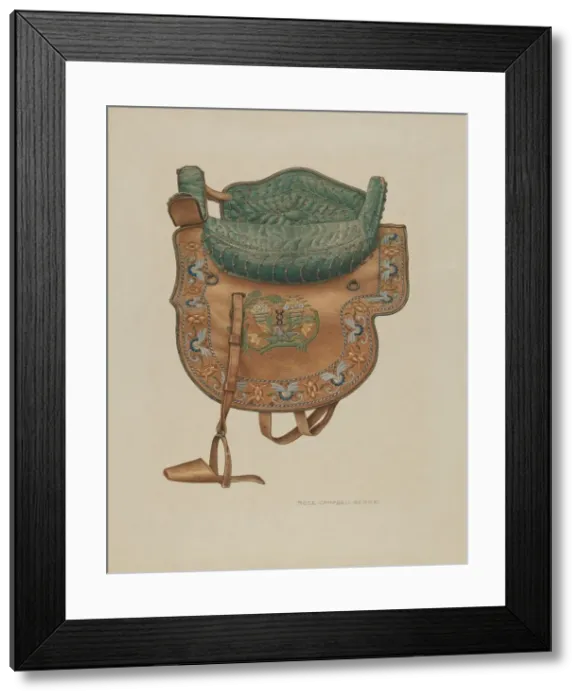 Framed Print : Childs Side Saddle, c. 1940. Creator: Rose Campbell-Gerke Framed Print : Childs Side Saddle, c. 1940. Creator: Rose Campbell-Gerke