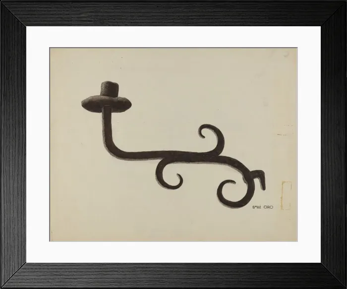 Framed Print : Hand Wrought Iron Candlestick, c. 1938. Creator: Emile Cero
