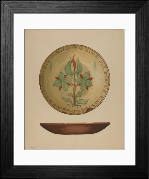 Framed Print : Plate with Tulip and Two Flowers, 1938. Creator: Giacinto Capelli Framed Print : Plate with Tulip and Two Flowers, 1938. Creator: Giacinto Capelli