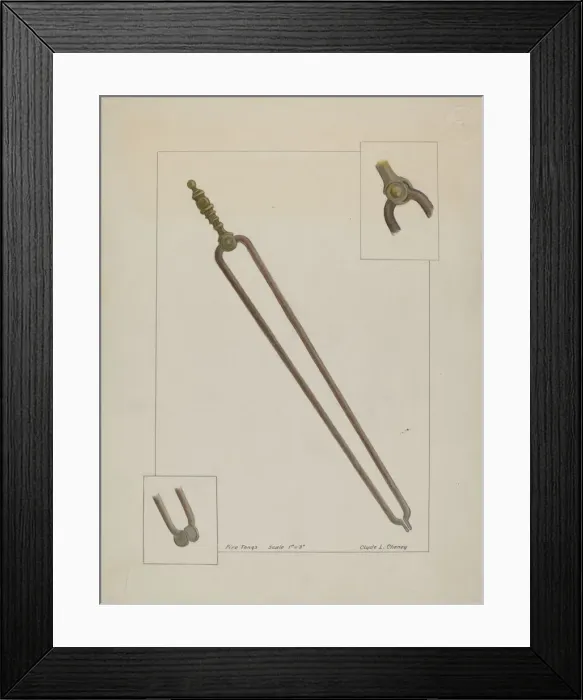 Framed Print : Fire Tongs, c. 1937. Creator: Clyde L. Cheney Framed Print : Fire Tongs, c. 1937. Creator: Clyde L. Cheney
