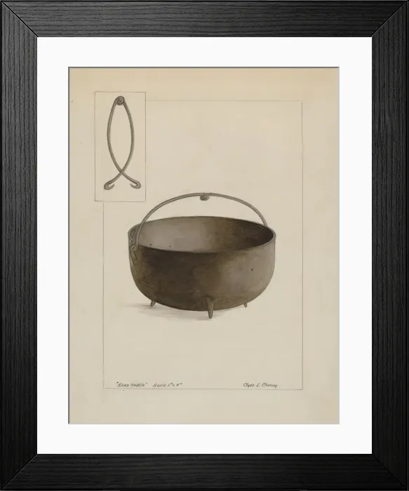 Framed Print : Soap Kettle, c. 1937. Creator: Clyde L. Cheney Framed Print : Soap Kettle, c. 1937. Creator: Clyde L. Cheney
