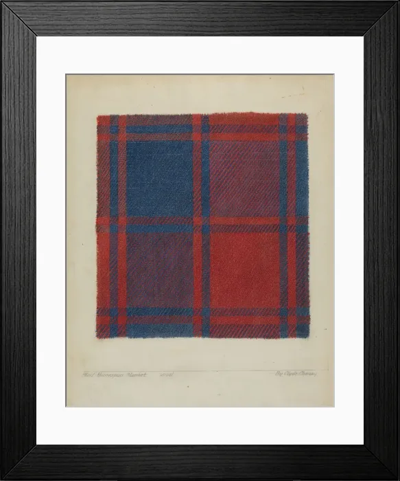 Framed Print : Plaid Homespun Coverlet, 1935 / 1942. Creator: Clyde L. Cheney Framed Print : Plaid Homespun Coverlet, 1935 / 1942. Creator: Clyde L. Cheney