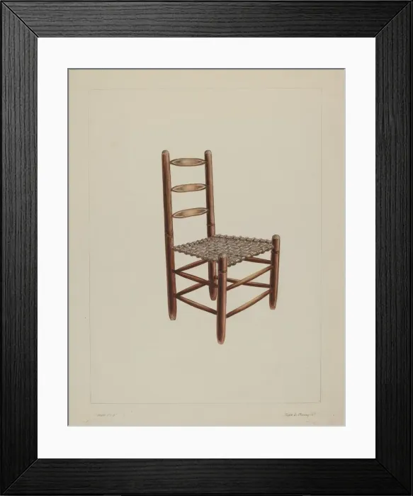 Framed Print : Wooden chair, probably 1938. Creator: Clyde L. Cheney Framed Print : Wooden chair, probably 1938. Creator: Clyde L. Cheney