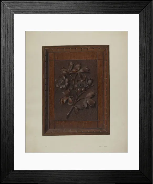 Framed Print : Carved Wood Panel, 1935 / 1942. Creator: Clyde L. Cheney Framed Print : Carved Wood Panel, 1935 / 1942. Creator: Clyde L. Cheney