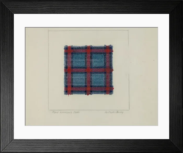Framed Print : Plaid Homespun Cloth, c. 1937. Creator: Clyde L. Cheney