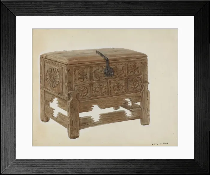 Framed Print : Casa en Mesita or Chest on Stand, c. 1939. Creator: Majel G. Claflin Framed Print : Casa en Mesita or Chest on Stand, c. 1939. Creator: Majel G. Claflin