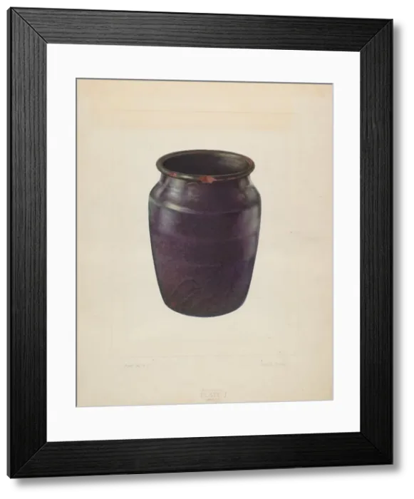 Framed Print : Earthen Churn, 1935  /  1942. Creator: Clyde L. Cheney