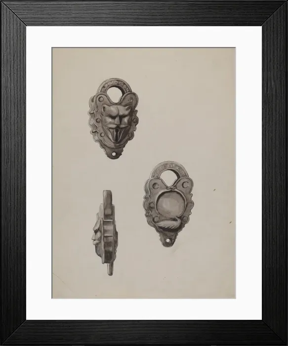 Framed Print : Iron Lock, c. 1937. Creator: Majel G. Claflin