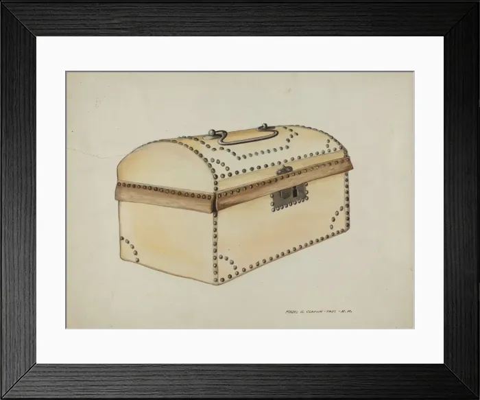 Framed Print : Leather Covered Box, c. 1937. Creator: Majel G. Claflin Framed Print : Leather Covered Box, c. 1937. Creator: Majel G. Claflin