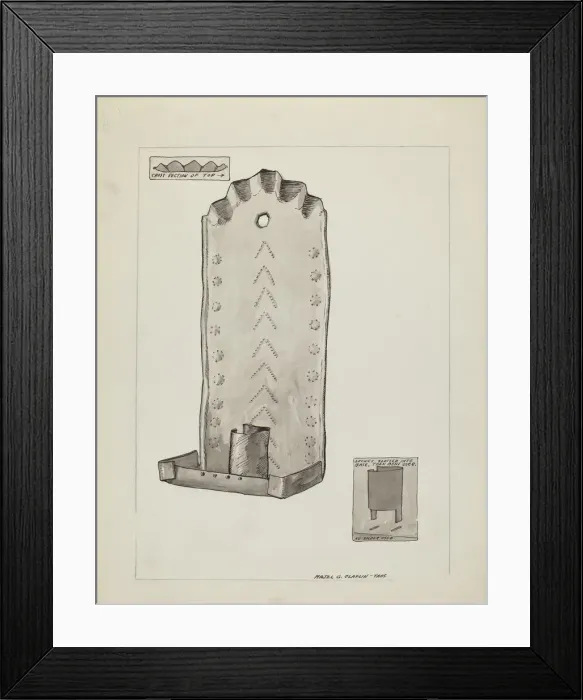 Framed Print : Tin Candle Sconce, 1935 / 1942. Creator: Majel G. Claflin Framed Print : Tin Candle Sconce, 1935 / 1942. Creator: Majel G. Claflin