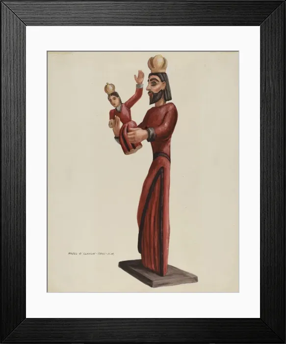 Framed Print : Carved and Painted Santo-San Jose, c. 1937. Creator: Majel G. Claflin Framed Print : Carved and Painted Santo-San Jose, c. 1937. Creator: Majel G. Claflin