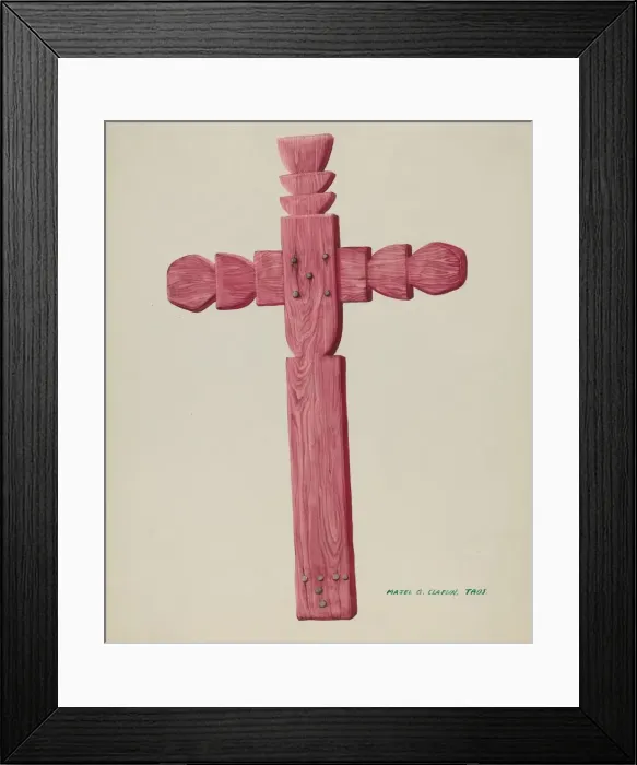 Framed Print : Red Wooden Cross used as Headstone, c. 1937. Creator: Majel G. Claflin Framed Print : Red Wooden Cross used as Headstone, c. 1937. Creator: Majel G. Claflin