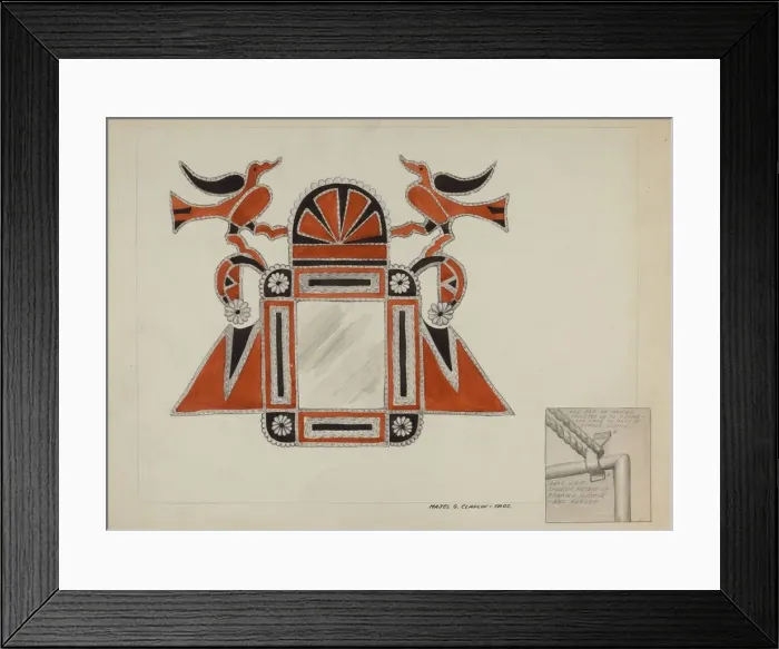 Framed Print : Tin Mirror Frame, c. 1937. Creator: Majel G. Claflin Framed Print : Tin Mirror Frame, c. 1937. Creator: Majel G. Claflin