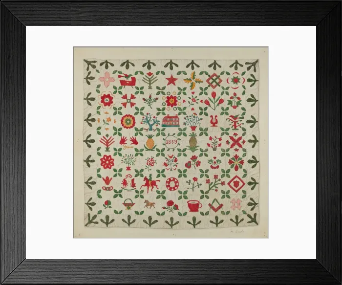 Framed Print : Applique Quilt, c. 1938. Creator: Margaret Concha Framed Print : Applique Quilt, c. 1938. Creator: Margaret Concha