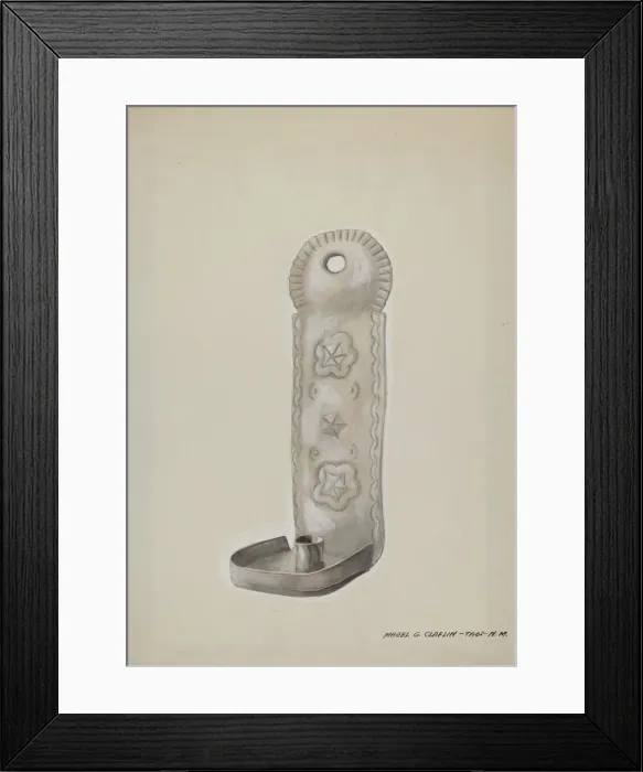 Framed Print : Tin Candle Sconce, c. 1937. Creator: Majel G. Claflin Framed Print : Tin Candle Sconce, c. 1937. Creator: Majel G. Claflin