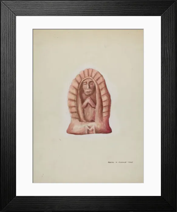Framed Print : Small Statue of Guadalupe Cut in Stone, c. 1937. Creator: Majel G. Claflin Framed Print : Small Statue of Guadalupe Cut in Stone, c. 1937. Creator: Majel G. Claflin