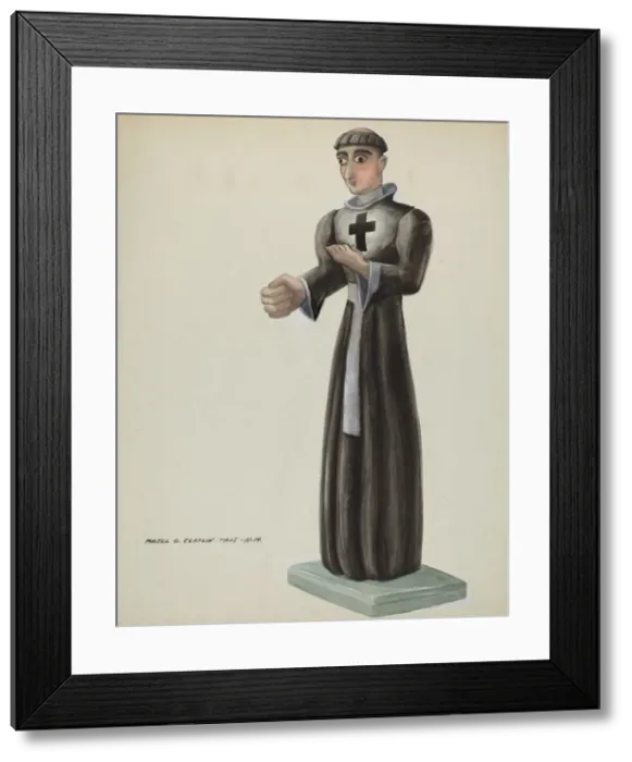 Framed Print : Wooden Santo - Friar with Cross on Breast, 1935 / 1942. Creator: Majel G. Claflin Framed Print : Wooden Santo - Friar with Cross on Breast, 1935 / 1942. Creator: Majel G. Claflin