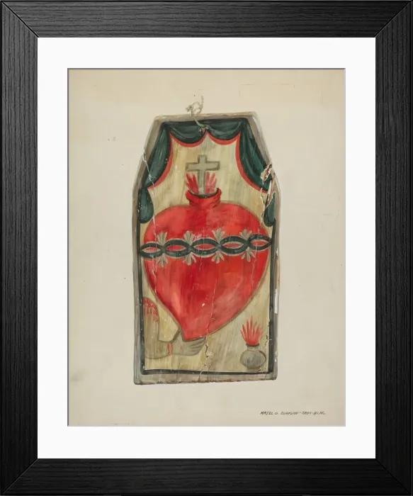 Framed Print : Retablo (Sacred Heart), c. 1939. Creator: Majel G. Claflin Framed Print : Retablo (Sacred Heart), c. 1939. Creator: Majel G. Claflin