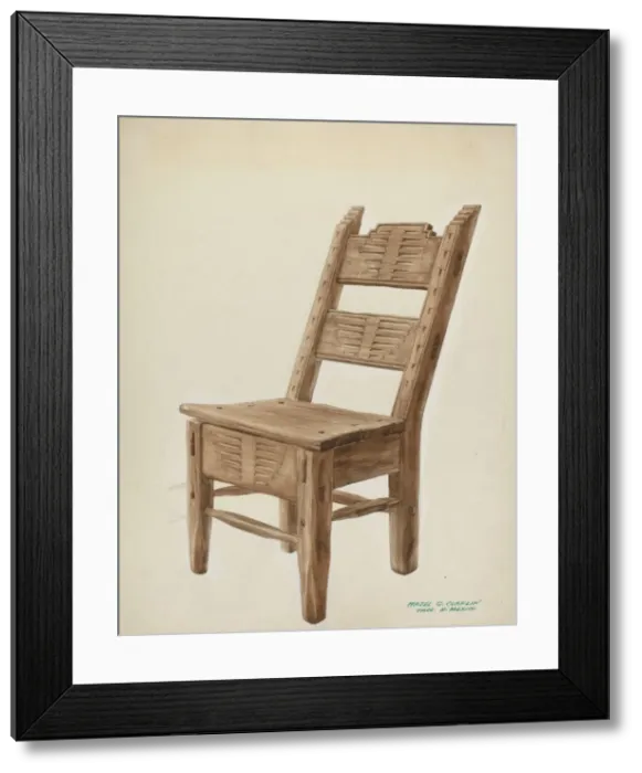 Framed Print : Wooden Chair, c. 1939. Creator: Majel G. Claflin Framed Print : Wooden Chair, c. 1939. Creator: Majel G. Claflin