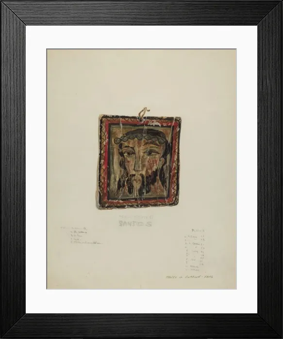 Framed Print : Small Christo Head - Retablo, c. 1940. Creator: Majel G. Claflin Framed Print : Small Christo Head - Retablo, c. 1940. Creator: Majel G. Claflin