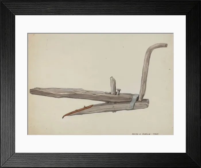 Framed Print : Wooden Plow, c. 1937. Creator: Majel G. Claflin Framed Print : Wooden Plow, c. 1937. Creator: Majel G. Claflin
