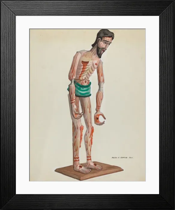 Framed Print : Wooden Christo, Painted (Front view), c. 1937. Creator: Majel G. Claflin Framed Print : Wooden Christo, Painted (Front view), c. 1937. Creator: Majel G. Claflin