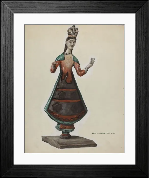 Framed Print : Large Painted Wooden Saint-Virgin Mary, c. 1937. Creator: Majel G. Claflin Framed Print : Large Painted Wooden Saint-Virgin Mary, c. 1937. Creator: Majel G. Claflin