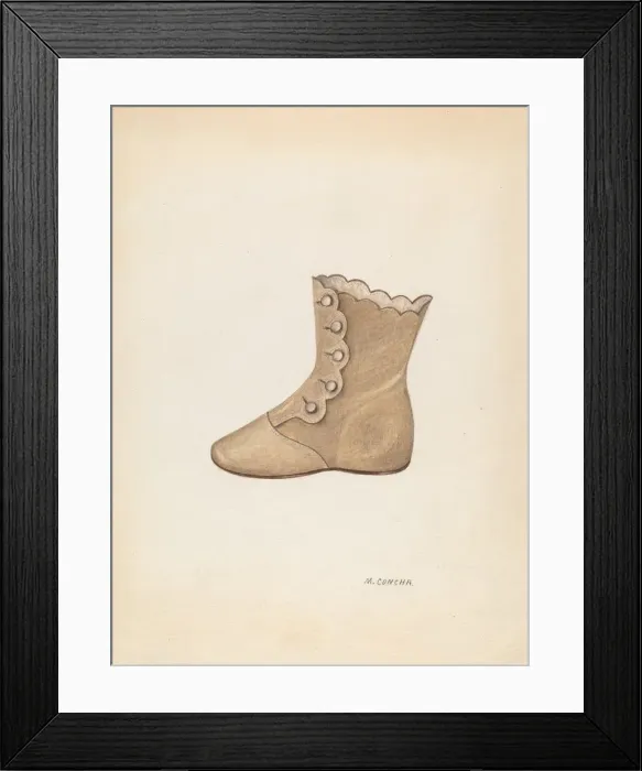 Framed Print : Baby Shoe, c. 1937. Creator: Margaret Concha Framed Print : Baby Shoe, c. 1937. Creator: Margaret Concha