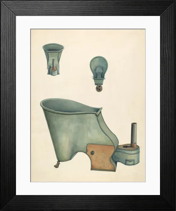 Framed Print : Portable Bath Tub, c. 1937. Creator: Al Curry Framed Print : Portable Bath Tub, c. 1937. Creator: Al Curry