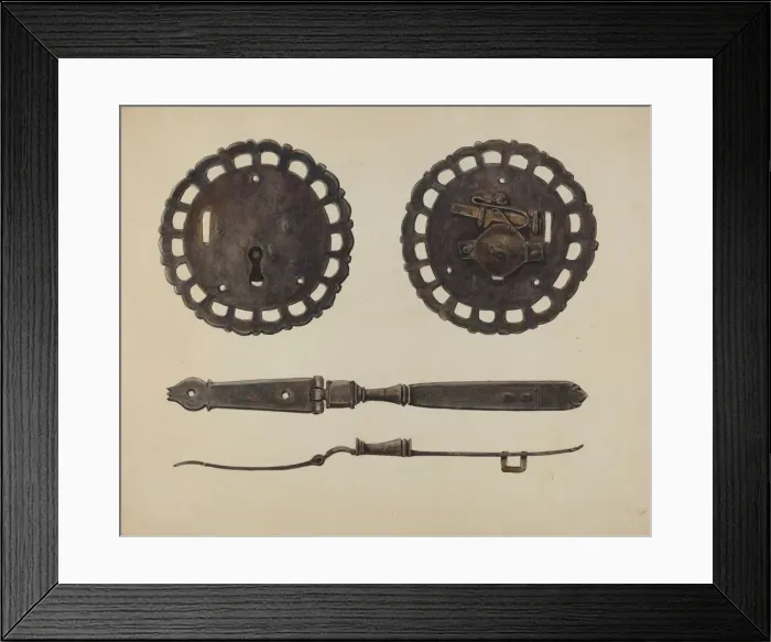 Framed Print : Chest Lock and Hasp, c. 1938. Creator: Al Curry Framed Print : Chest Lock and Hasp, c. 1938. Creator: Al Curry