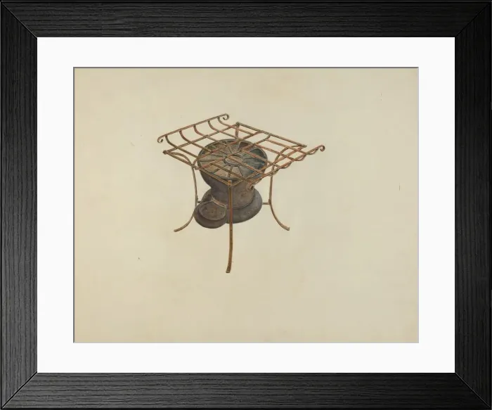 Framed Print : Portable Cast Iron Cook Stove, c. 1937. Creator: Al Curry Framed Print : Portable Cast Iron Cook Stove, c. 1937. Creator: Al Curry