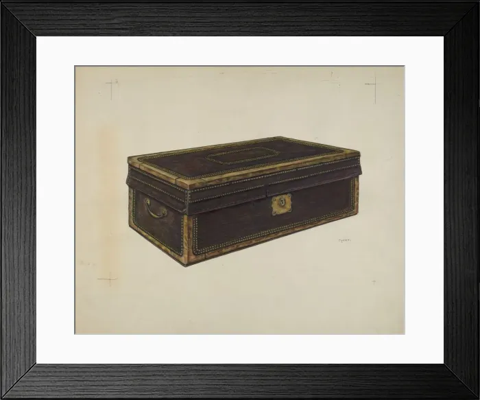 Framed Print : Early American Chest, c. 1939. Creator: Al Curry Framed Print : Early American Chest, c. 1939. Creator: Al Curry
