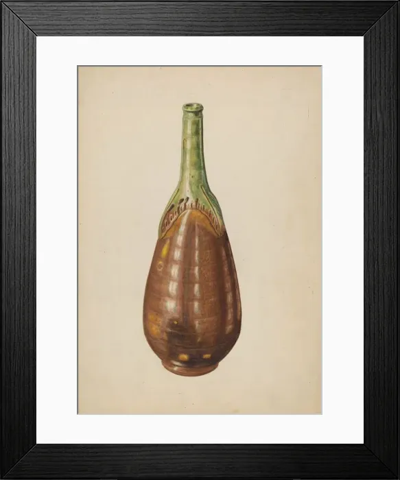 Framed Print : Terracotta Wine Bottle, 1935 / 1942. Creator: Al Curry Framed Print : Terracotta Wine Bottle, 1935 / 1942. Creator: Al Curry