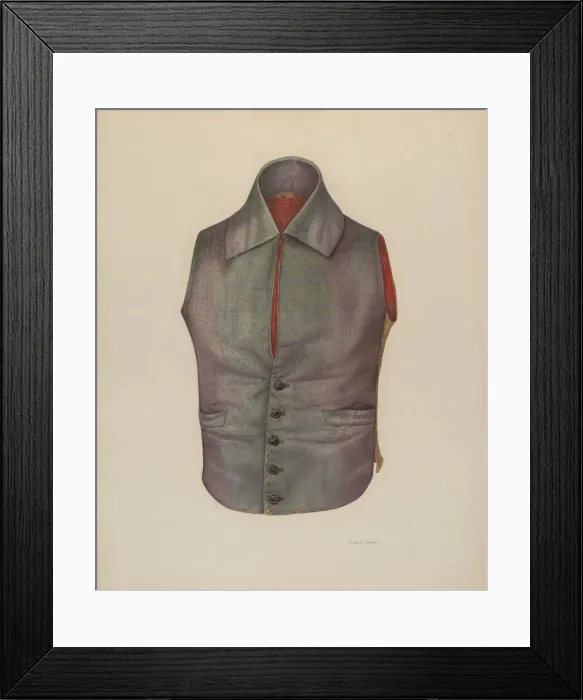 Framed Print : Mans Waistcoat, c. 1941. Creator: Nancy Crimi Framed Print : Mans Waistcoat, c. 1941. Creator: Nancy Crimi
