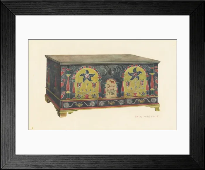 Framed Print : Pennsylvania German Chest, 1935 / 1942. Creator: Betty Jean Davis Framed Print : Pennsylvania German Chest, 1935 / 1942. Creator: Betty Jean Davis