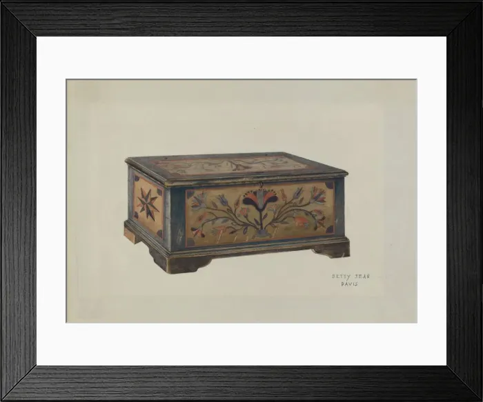 Framed Print : Pa. German Sample Chest, c. 1939. Creator: Betty Jean Davis