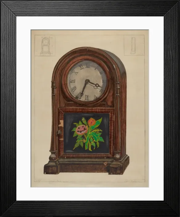 Framed Print : Mantle Clock, c. 1936. Creator: John Cutting Framed Print : Mantle Clock, c. 1936. Creator: John Cutting