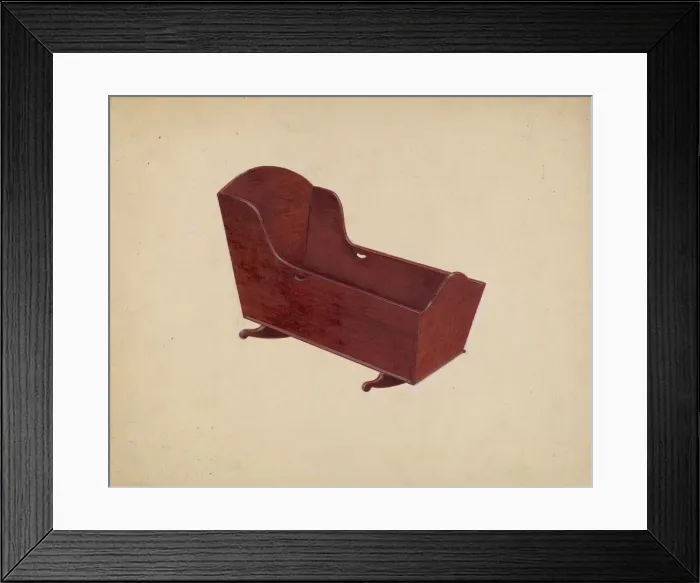 Framed Print : Walnut Cradle, 1937. Creator: Edward A Darby Framed Print : Walnut Cradle, 1937. Creator: Edward A Darby