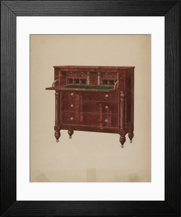 Framed Print : Mahogany Desk, c. 1939. Creator: Edward A Darby Framed Print : Mahogany Desk, c. 1939. Creator: Edward A Darby