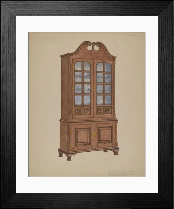 Framed Print : China Cupboard, c. 1939. Creator: Edward A Darby Framed Print : China Cupboard, c. 1939. Creator: Edward A Darby