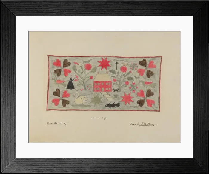 Framed Print : Rug or Wall Hanging, c. 1937. Creator: Isabelle De Strange Framed Print : Rug or Wall Hanging, c. 1937. Creator: Isabelle De Strange