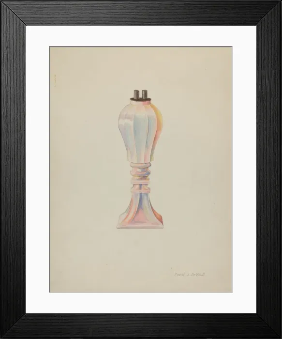 Framed Print : Whale Oil Lamp, 1935 / 1942. Creator: Davids De Vault Framed Print : Whale Oil Lamp, 1935 / 1942. Creator: Davids De Vault