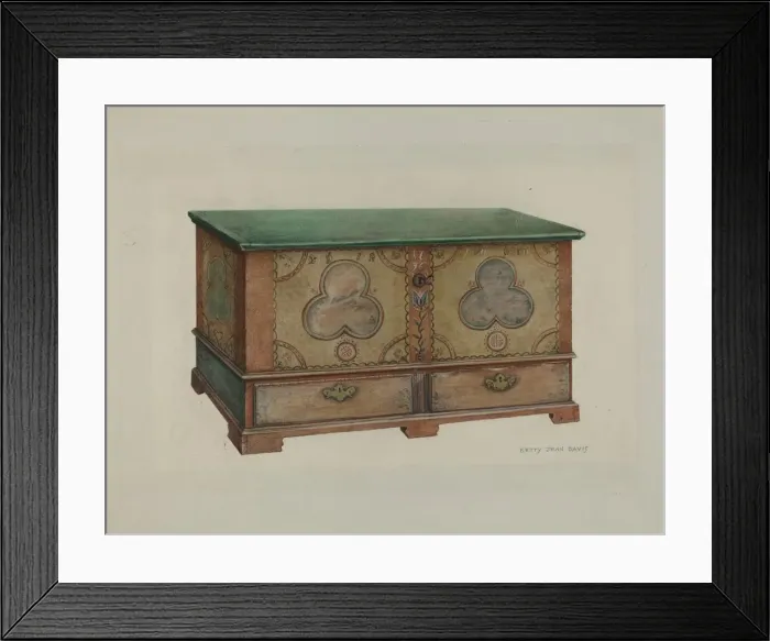 Framed Print : Pa. German Chest, 1935 / 1942. Creator: Betty Jean Davis Framed Print : Pa. German Chest, 1935 / 1942. Creator: Betty Jean Davis