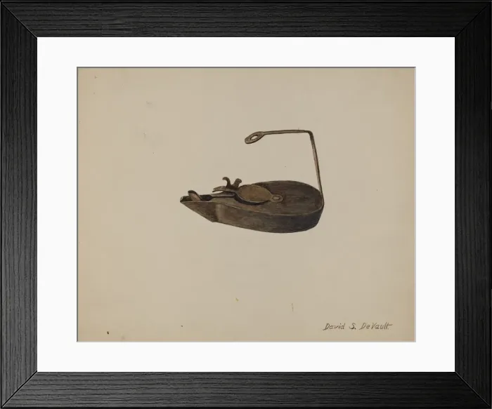 Framed Print : Betty Lamp, c. 1941. Creator: Davids De Vault Framed Print : Betty Lamp, c. 1941. Creator: Davids De Vault