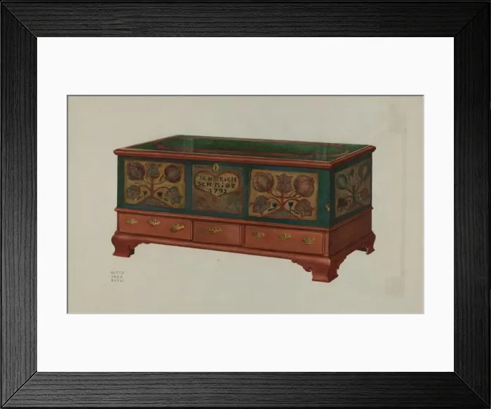 Framed Print : Pa. German Chest, c. 1938. Creator: Betty Jean Davis Framed Print : Pa. German Chest, c. 1938. Creator: Betty Jean Davis