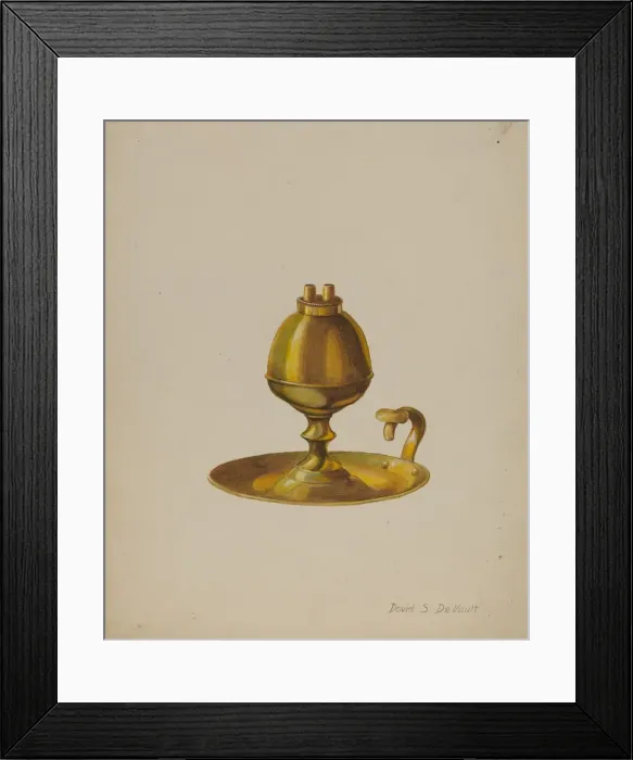 Framed Print : Sperm Oil Lamp, c. 1941. Creator: Davids De Vault Framed Print : Sperm Oil Lamp, c. 1941. Creator: Davids De Vault