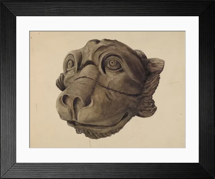 Framed Print : Cat Head Gargoyle, 1932 / 1945. Creator: John Davis Framed Print : Cat Head Gargoyle, 1932 / 1945. Creator: John Davis